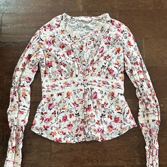 Anthropologie-Floral lace long sleeve blouse-Size 4-EUC - Picture 8 of 13